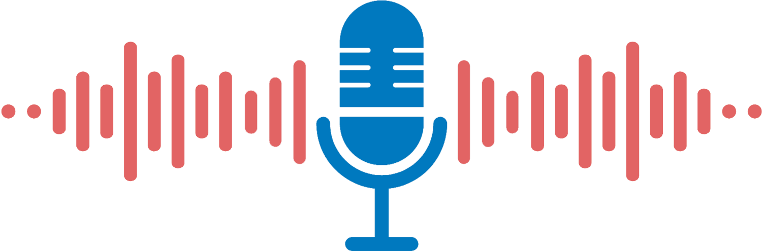 Podcast microphone between soundwaves